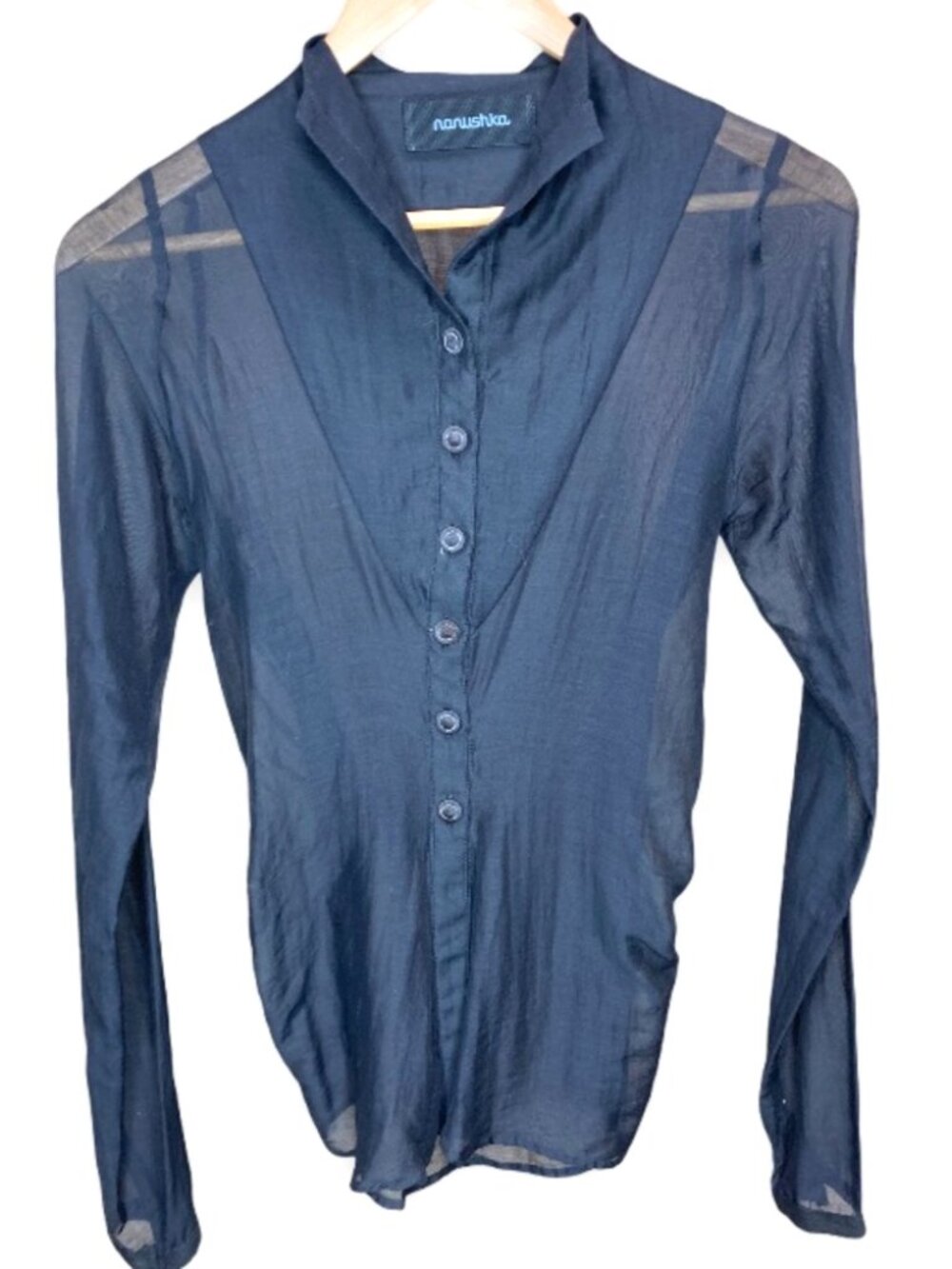 Nanushka Black Silk/Cotton Blend Button Front, M - Picture 2 of 7